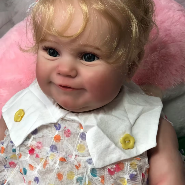 Silicone Reborn Baby Girl Doll "Charlotte" - 60cm Artistic Masterpiece with Blonde Long Curly Hair and 3D Painted Skin